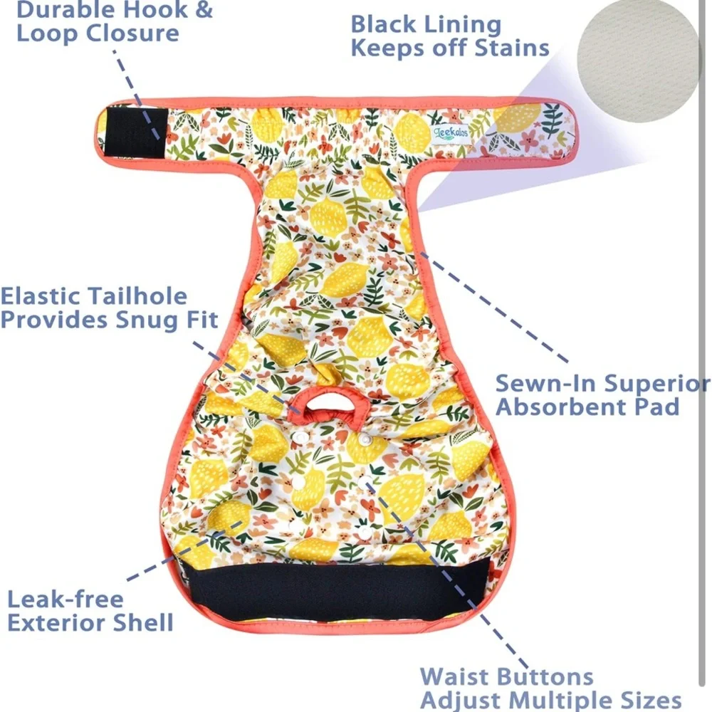 Leekalos Reusable Washable Dog Diapers Female (3 Pack..(NWT)adjustable..large